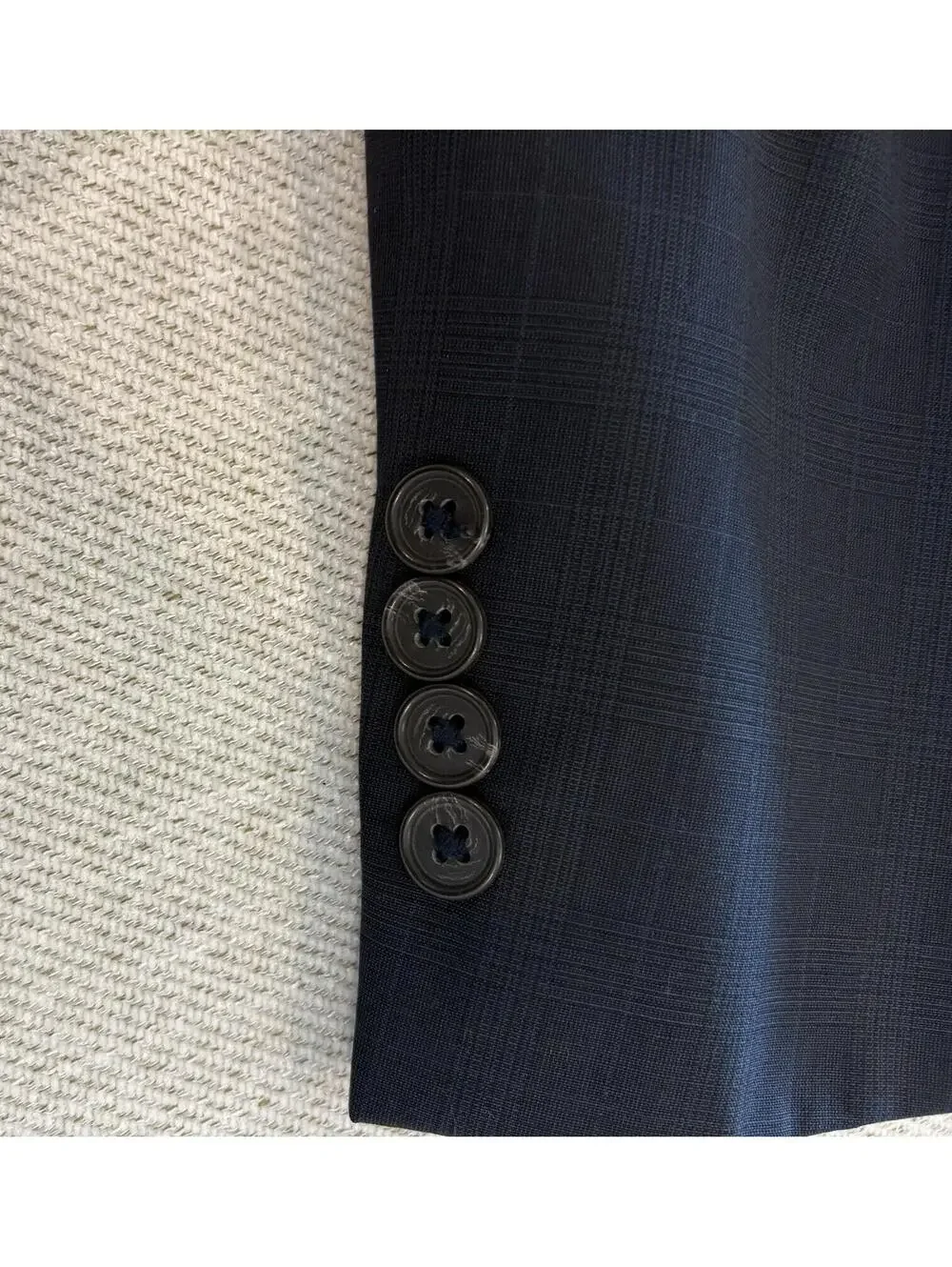 David Donahue Windowpane Luxury 100% Wool Blazer Ryan Suit Jacket Navy Mens 42R